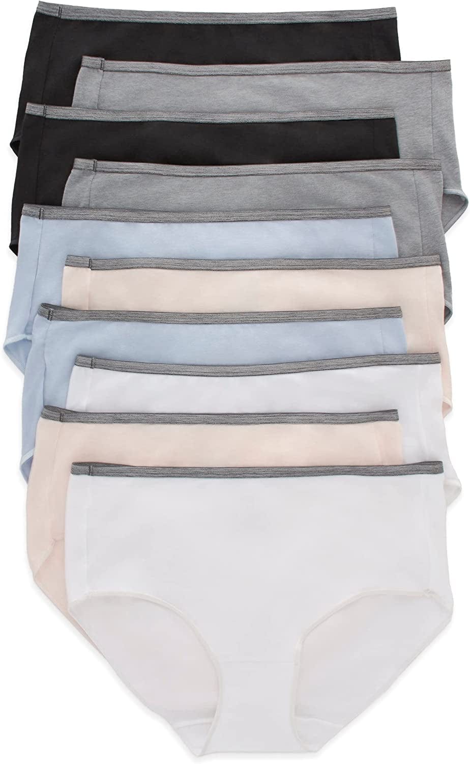 Hanes Womens Cotton Stretch Panties, Moisture-Wicking Cotton Underwear, 10-Pack (Colors May Vary) Brief Assorted 2 / 10