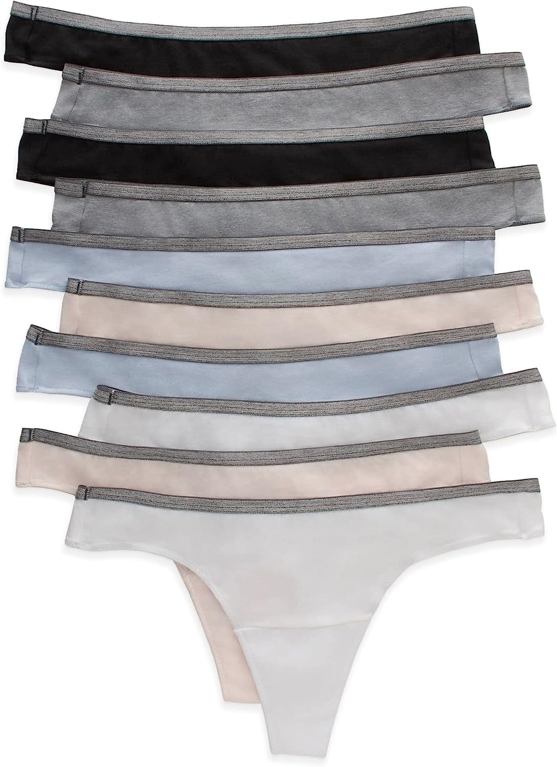 Hanes Womens Cotton Stretch Panties, Moisture-Wicking Cotton Underwear, 10-Pack (Colors May Vary) Thong Assorted 1 / 6