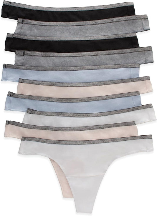 Hanes Womens Cotton Stretch Panties, Moisture-Wicking Cotton Underwear, 10-Pack (Colors May Vary) Thong Assorted 1 / 6