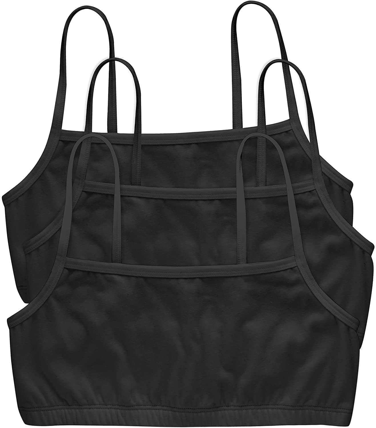 Hanes Womens String Bralette Pack, Low-Impact Bra, Cooling Stretch Cotton Bralette, 3-Pack Black - 3-pack / Small