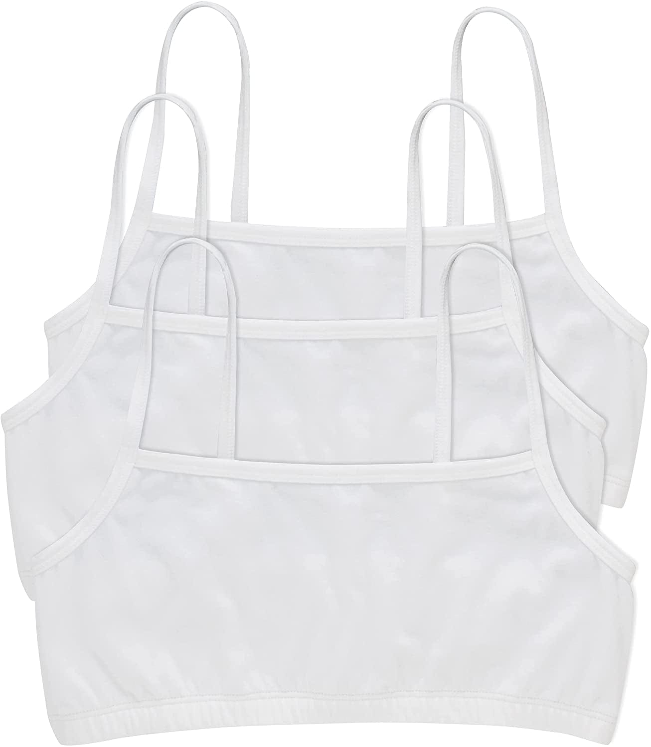 Hanes Womens String Bralette Pack, Low-Impact Bra, Cooling Stretch Cotton Bralette, 3-Pack White - 3-pack / Small