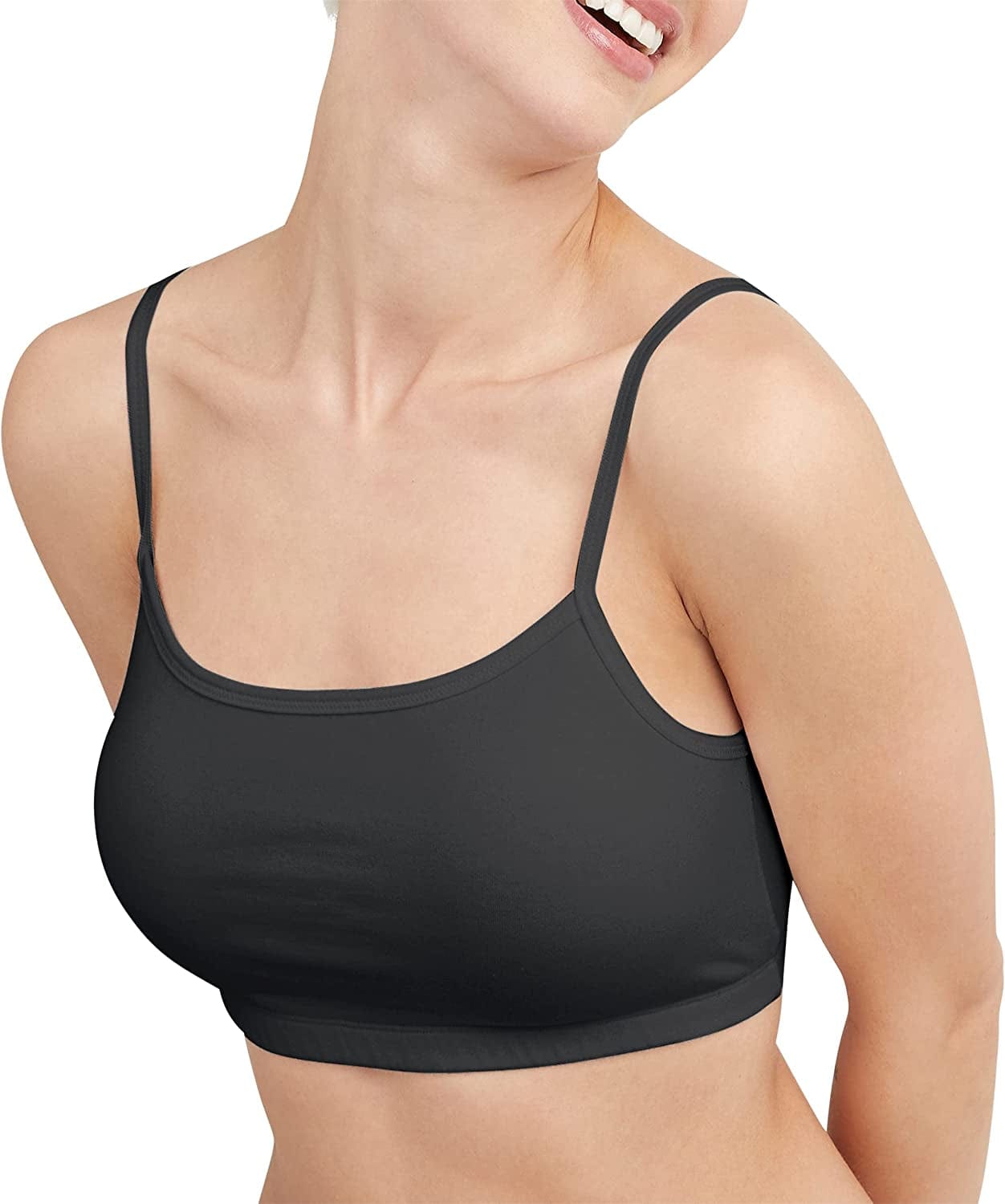 Hanes Womens String Bralette Pack, Low-Impact Bra, Cooling Stretch Cotton Bralette, 3-Pack