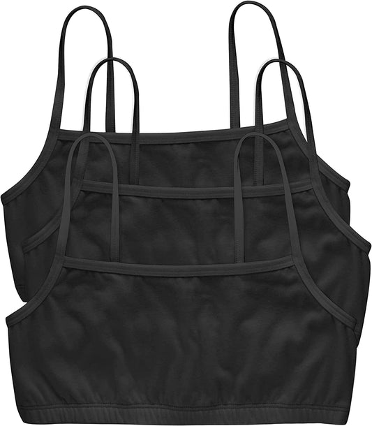 Hanes Womens String Bralette Pack, Low-Impact Bra, Cooling Stretch Cotton Bralette, 3-Pack Black - 3-pack / X-Small