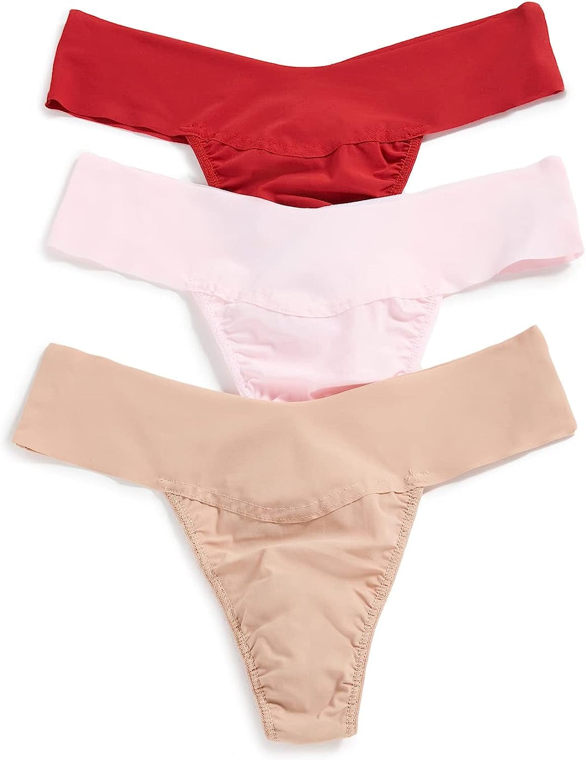 Hanky Panky, Breathe Natural Rise Thong, 3 Pack Cherryade/Bliss/Taupe / X-Small