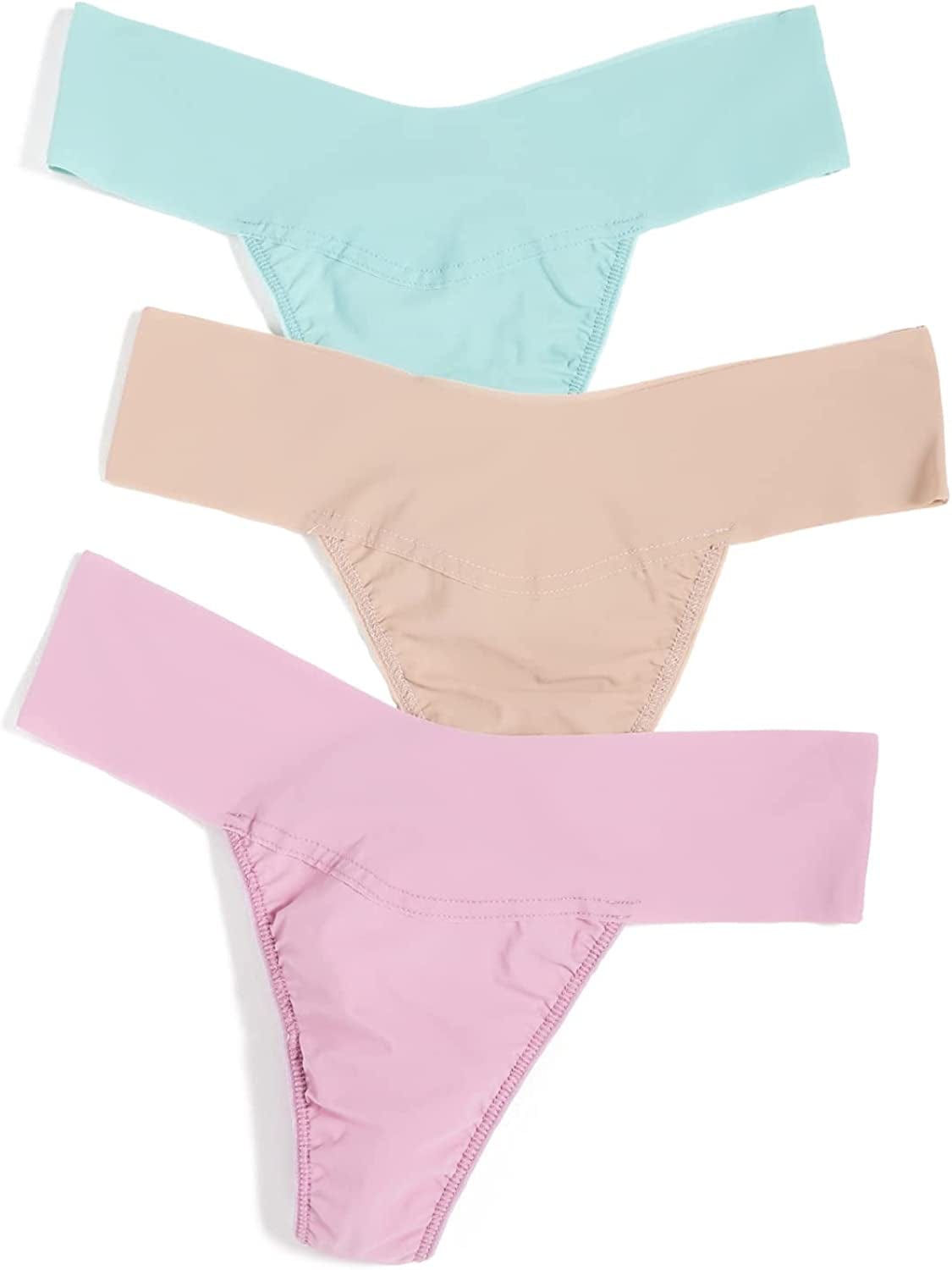 Hanky Panky, Breathe Natural Rise Thong, 3 Pack Eucalyptus,province Pink,taupe / X-Small