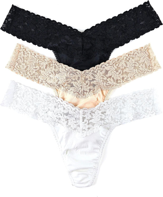 Hanky Panky, Cotton Low Rise 3 Pack Black, White, Chai / One Size