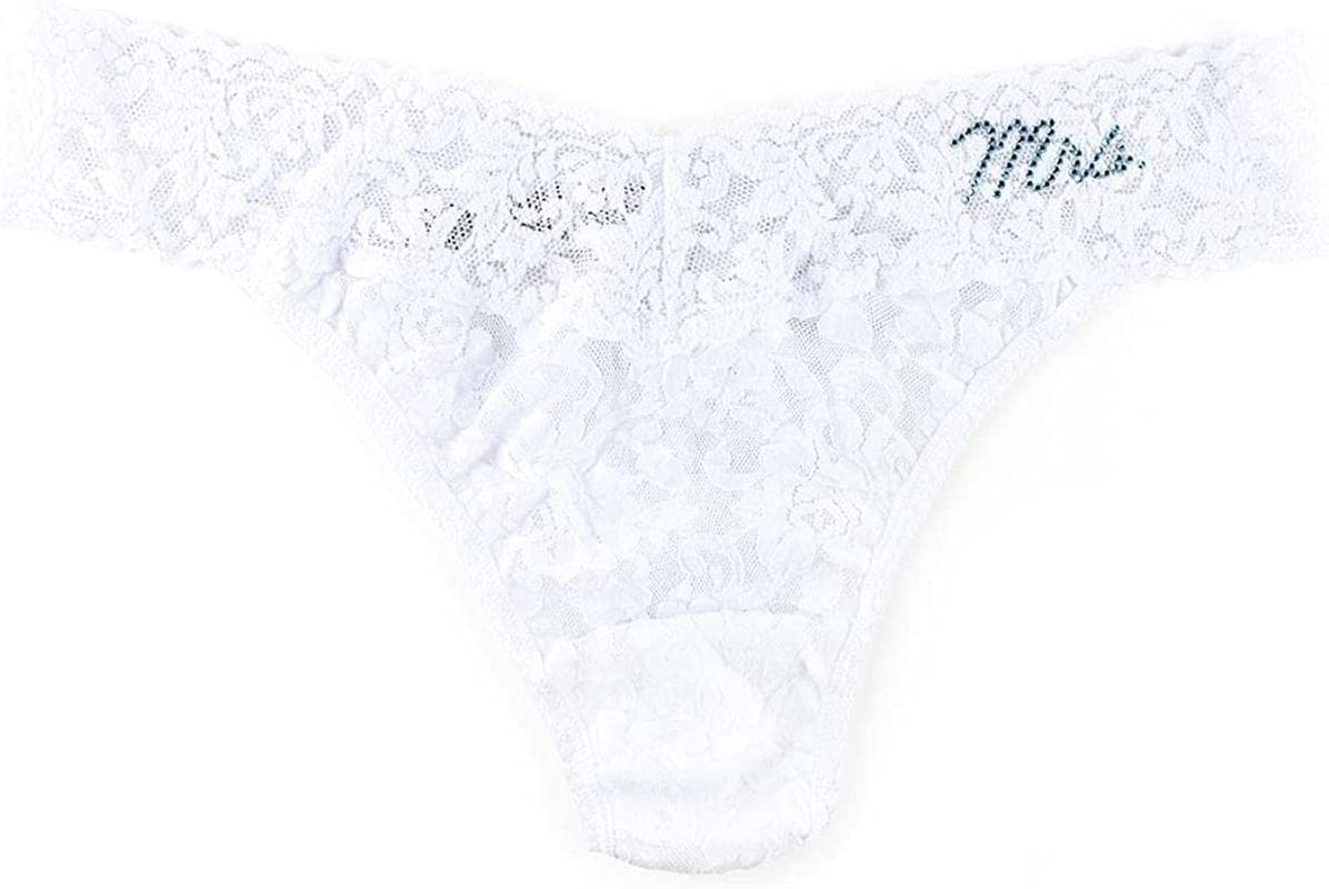 Hanky Panky "I DO" Original Rise Bridal White/Blue Thong White/Blue / One Size