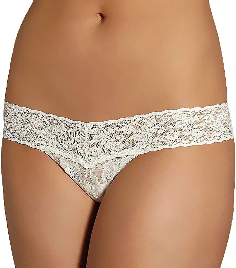 Hanky Panky, Original Rise Thongs, One Size (4-14) Ivory/Clear Crystals / One Size