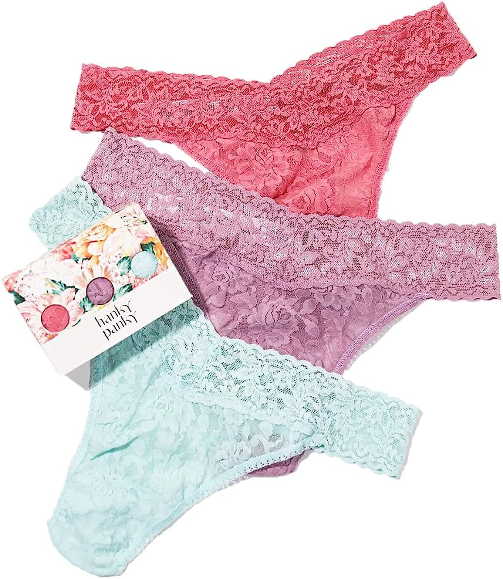 Hanky Panky plus THG 3PK PRNT BOX Pink Quartz, Water Lily Purple, Crystal Blue / One Size