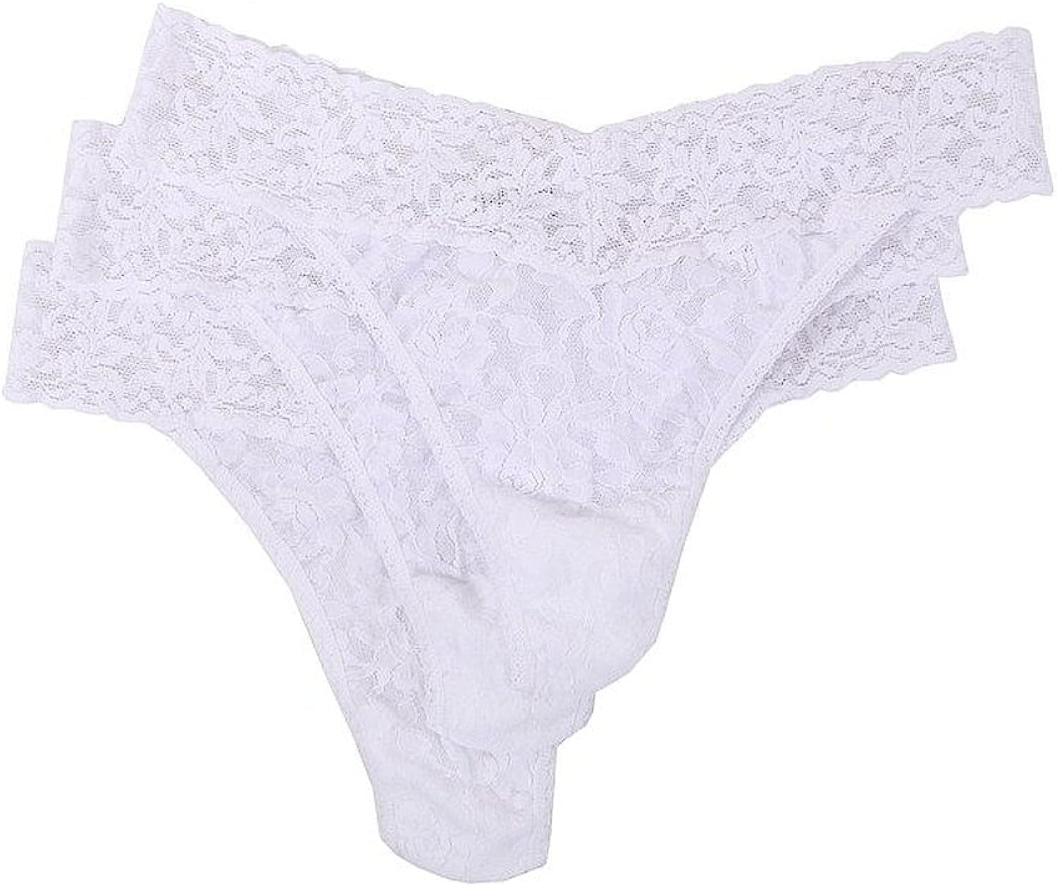 Hanky Panky, Signature Lace Original Rise Thong 3 Pack, One Size (4-14) White / One Size