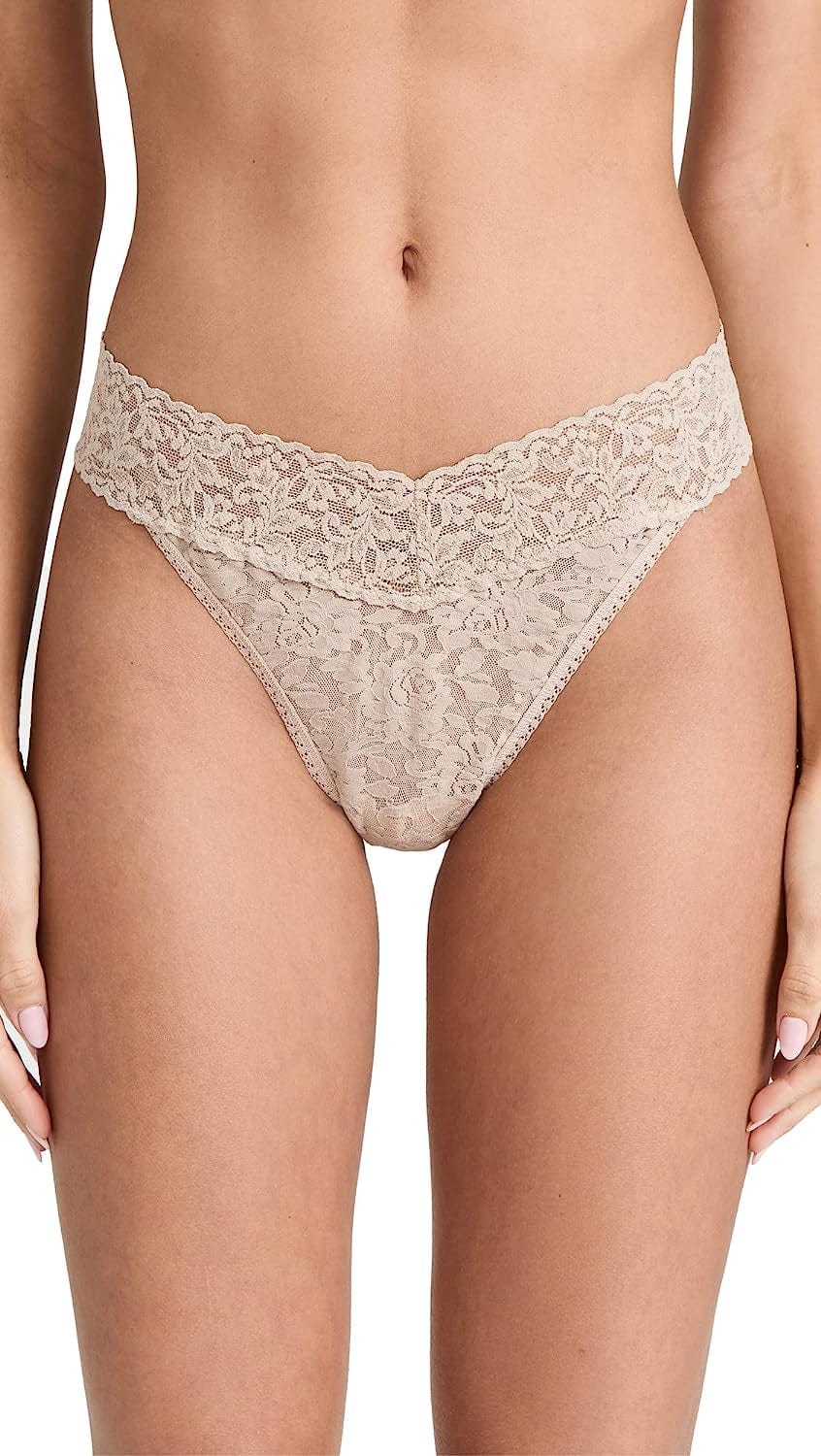 Hanky Panky, Signature Lace Original Rise Thong 3 Pack, One Size (4-14) Chai / One Size