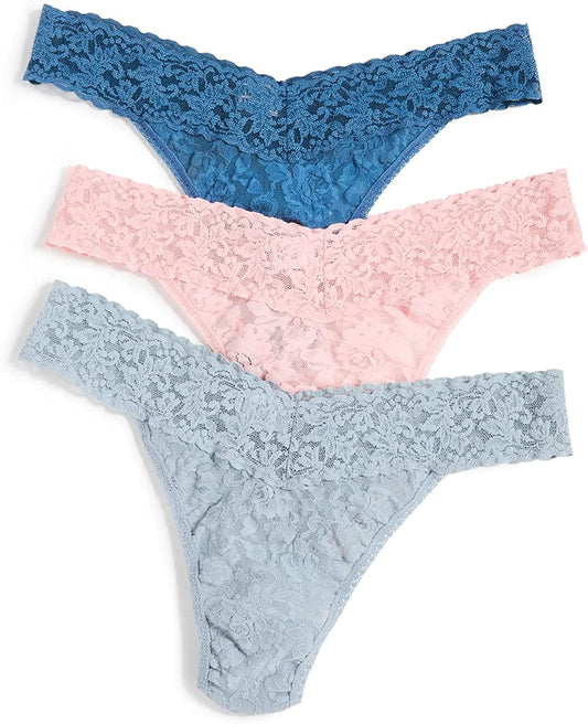 Hanky Panky, Signature Lace Original Rise Thong 3 Pack, One Size (4-14) Multi / One Size
