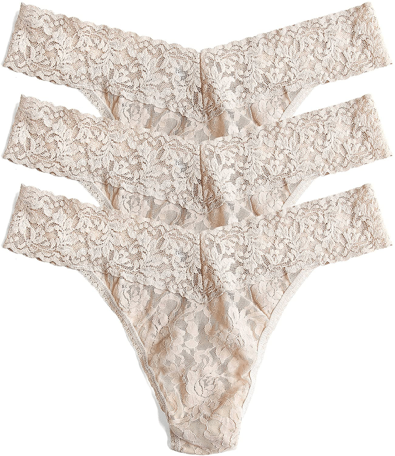hanky panky, Signature Lace Original Rise Thong 3 Pack, One Size (4-14) Apparel & Accessories > Clothing > Underwear & Socks > Underwear hanky panky Chai One Size