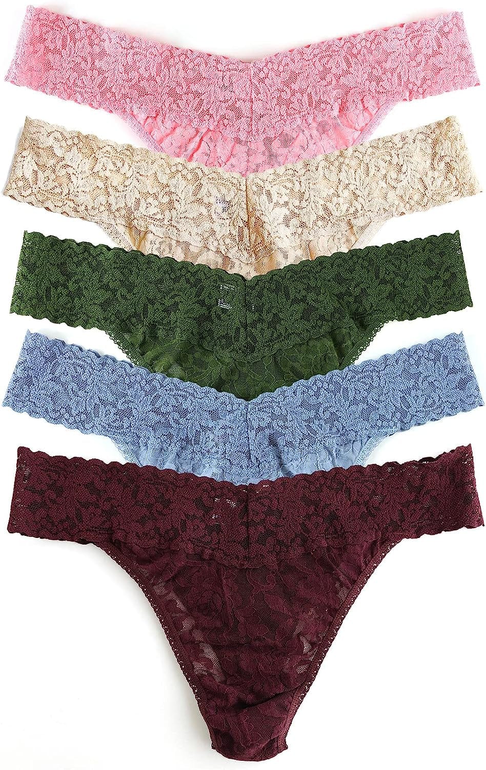 Hanky Panky, Signature Lace plus Thong 5 Pack Print Box, One Size (14-24) Pink Lady, Sand, Woodland, Grey Mist, Hickory / One Size Plus