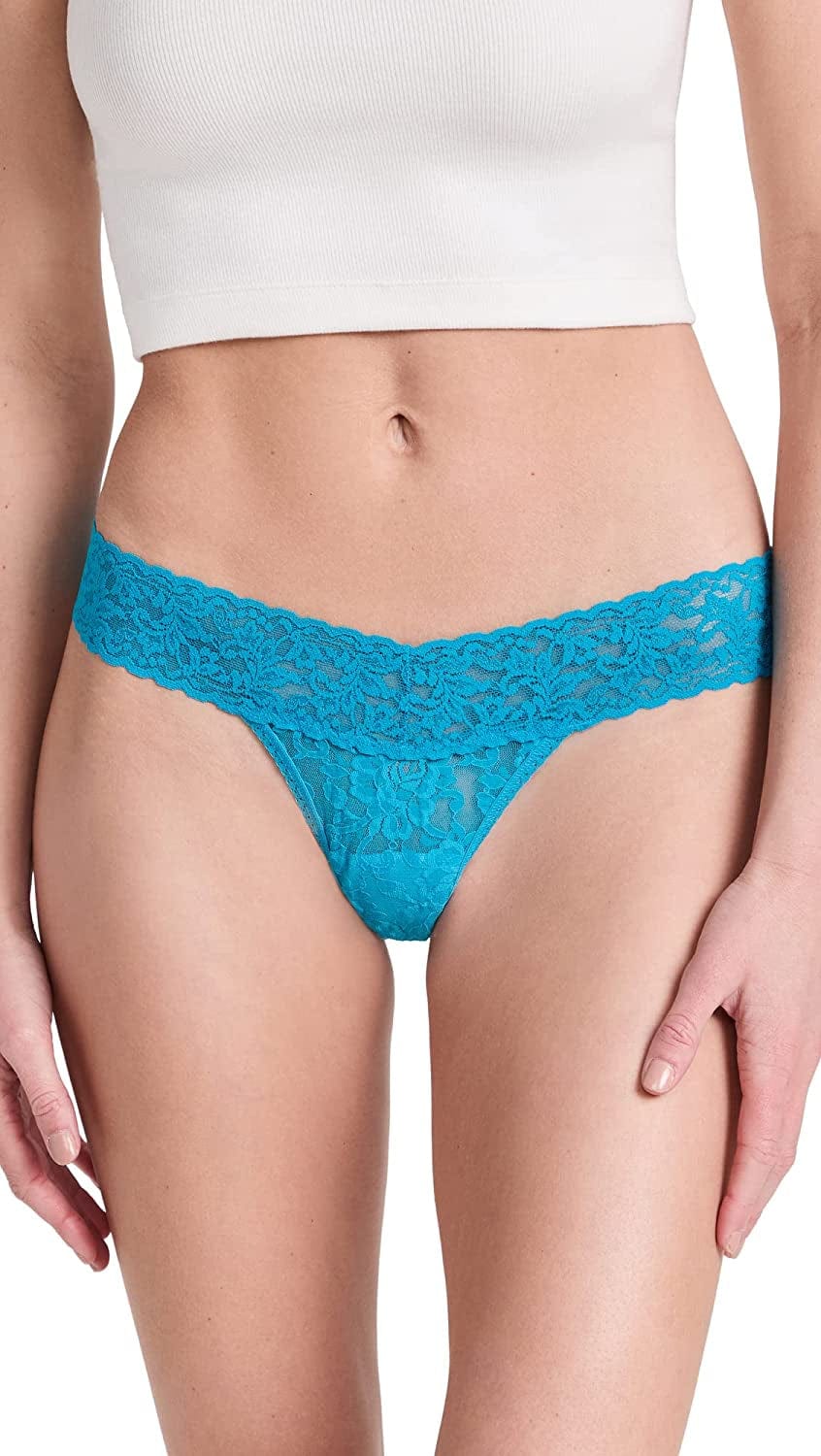 Hanky Panky Women'S Signature Lace Low Rise Thong Kingfisher Blue