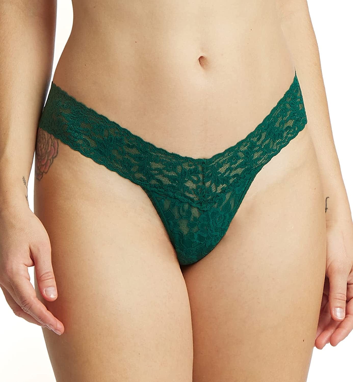 Hanky Panky Women'S Signature Lace Low Rise Thong Green Queen