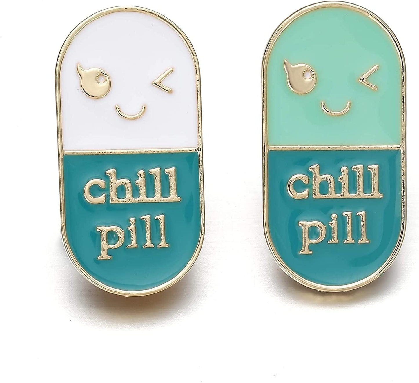 Hanreshe Medical Jewelry 2 Pieces Enamel Brooch Set Nurse Doctor Graduation Medical Student Chemistry Brooch Green Chill Pill Pin