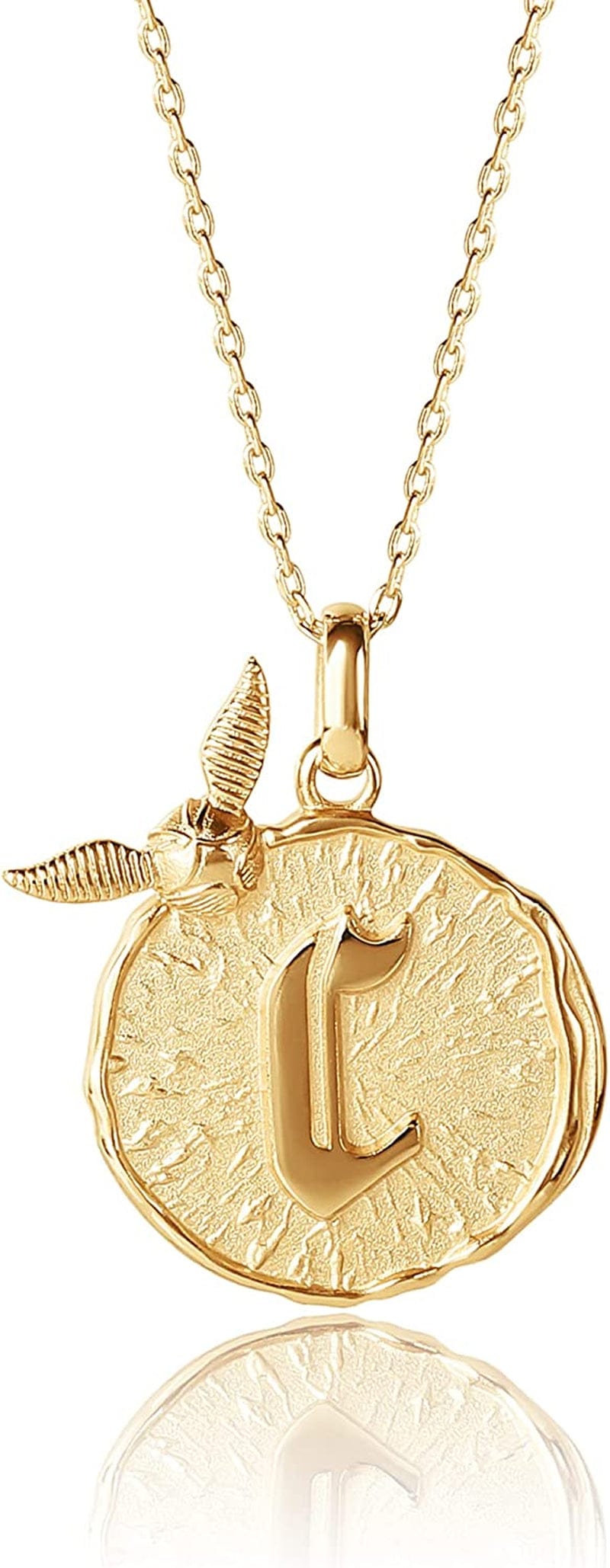 Harry Potter Wizarding World Golden Snitch Initial Pendant Necklace, Gold Plated, 18", Choose Letter Yellow C