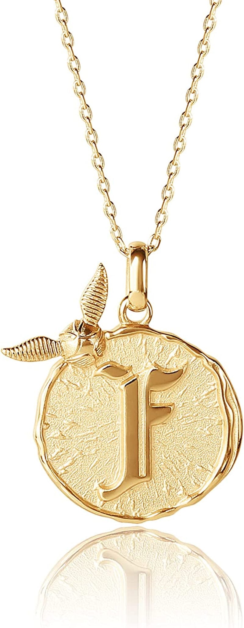 Harry Potter Wizarding World Golden Snitch Initial Pendant Necklace, Gold Plated, 18", Choose Letter Yellow F