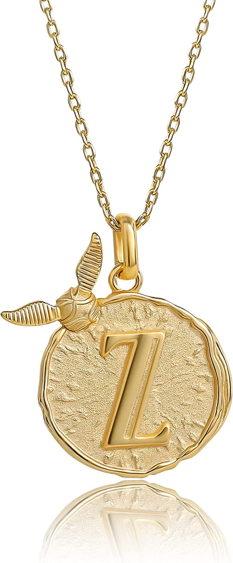 Harry Potter Wizarding World Golden Snitch Initial Pendant Necklace, Gold Plated, 18", Choose Letter Yellow Z