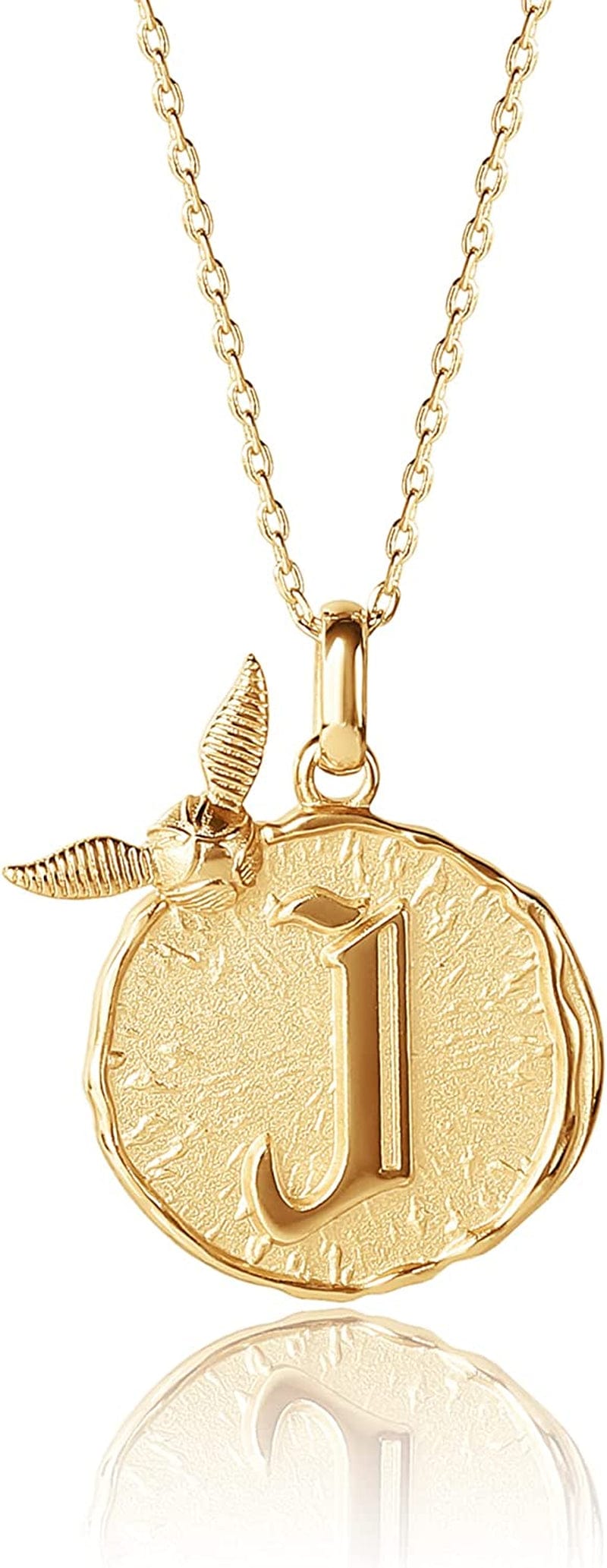 Harry Potter Wizarding World Golden Snitch Initial Pendant Necklace, Gold Plated, 18", Choose Letter Yellow J
