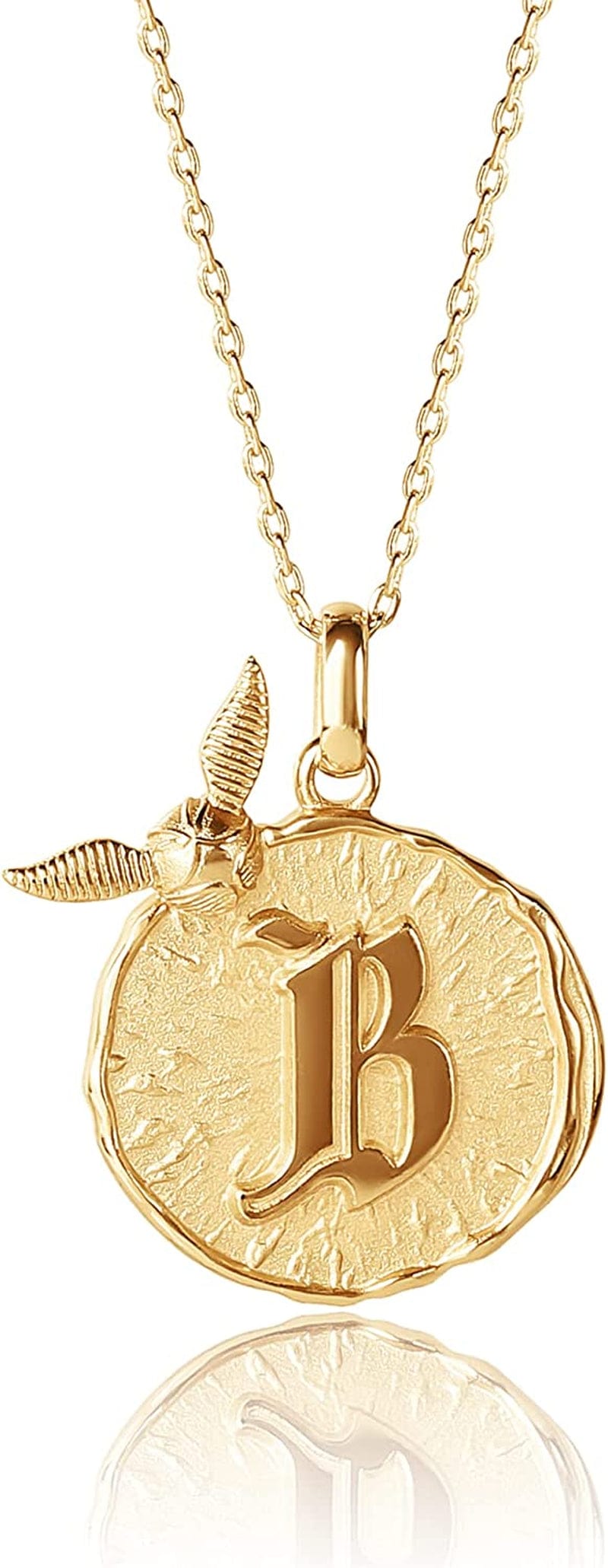 Harry Potter Wizarding World Golden Snitch Initial Pendant Necklace, Gold Plated, 18", Choose Letter Yellow B