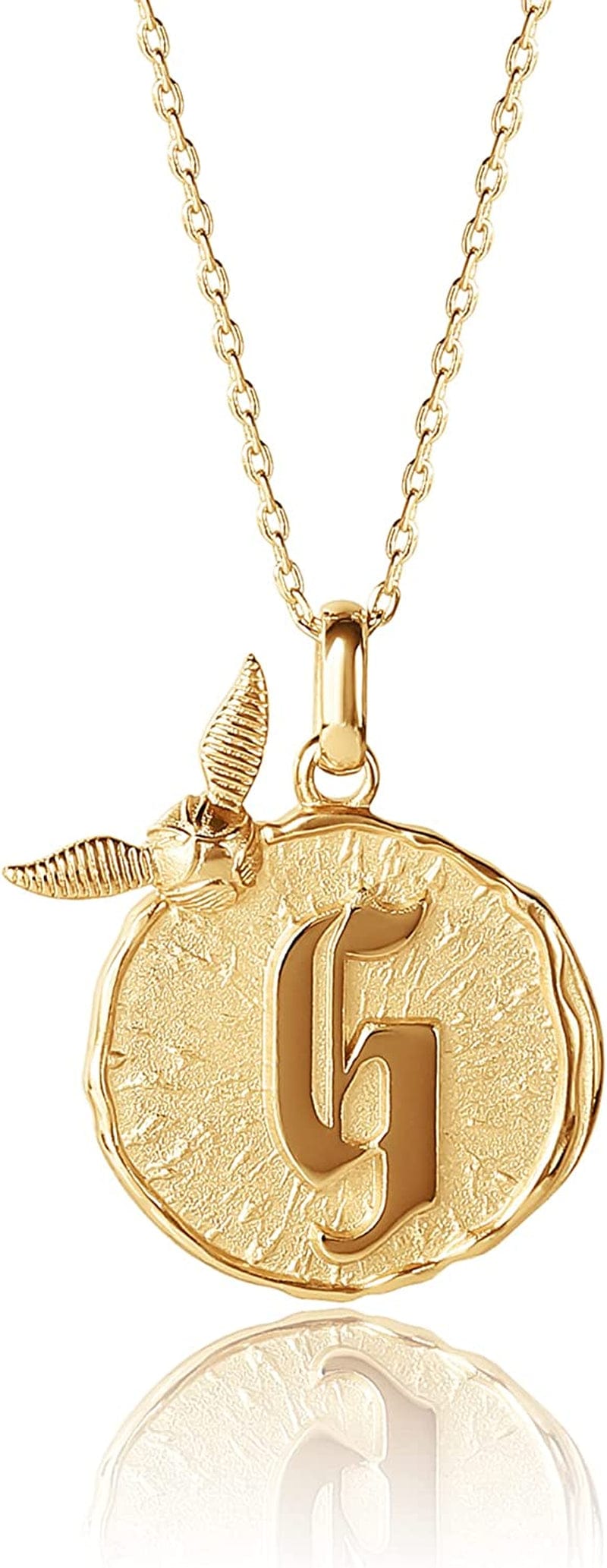 Harry Potter Wizarding World Golden Snitch Initial Pendant Necklace, Gold Plated, 18", Choose Letter Yellow G
