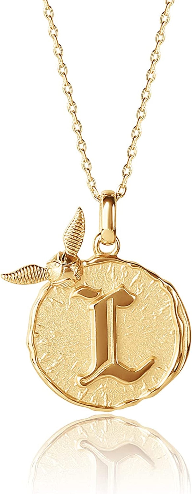 Harry Potter Wizarding World Golden Snitch Initial Pendant Necklace, Gold Plated, 18", Choose Letter Yellow L