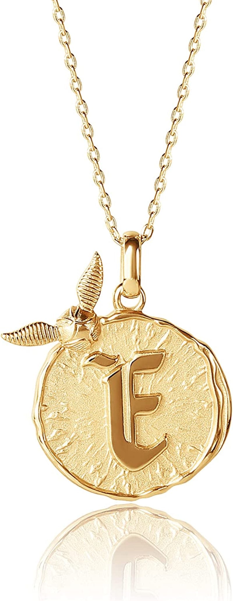 Harry Potter Wizarding World Golden Snitch Initial Pendant Necklace, Gold Plated, 18", Choose Letter Yellow E