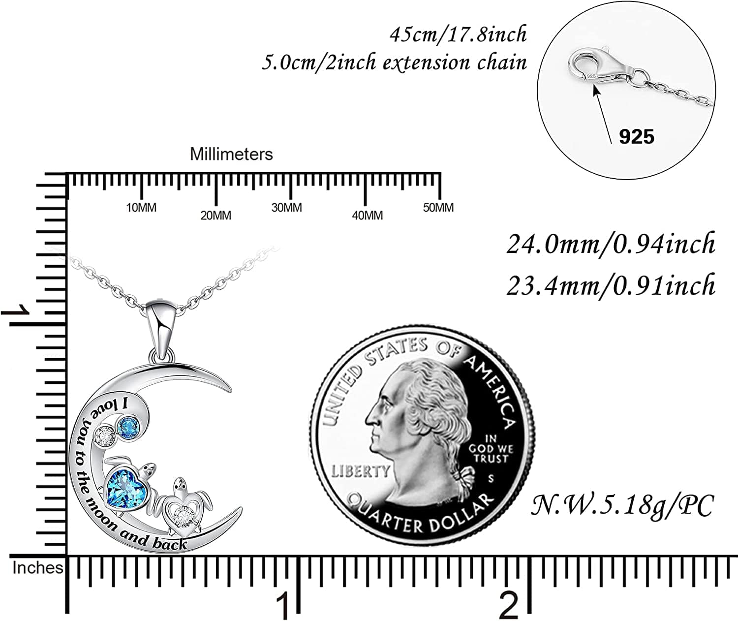 Health and Longevity Mom and Baby Sea Turtle Pendant Necklace for Women 925 Sterling Silver Love Heart Jewelry Gifts for Women Girls Mother Wife