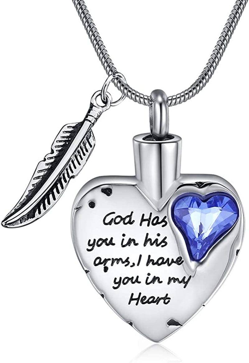 Heart Urn Necklace for Ashes Stainless Steel Cremation Jewelry for Ashes Keepsake Necklaces … Silver-Blue