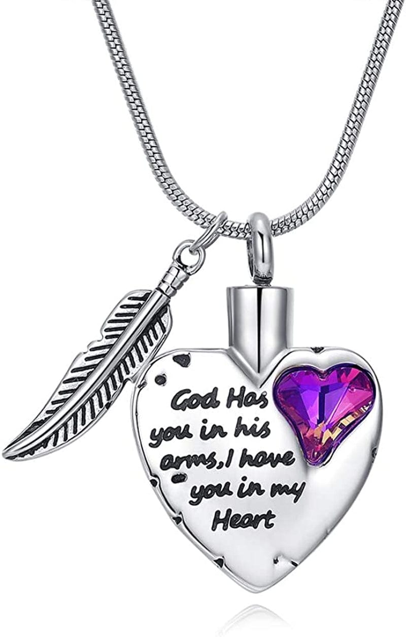 Heart Urn Necklace for Ashes Stainless Steel Cremation Jewelry for Ashes Keepsake Necklaces … Purplish red