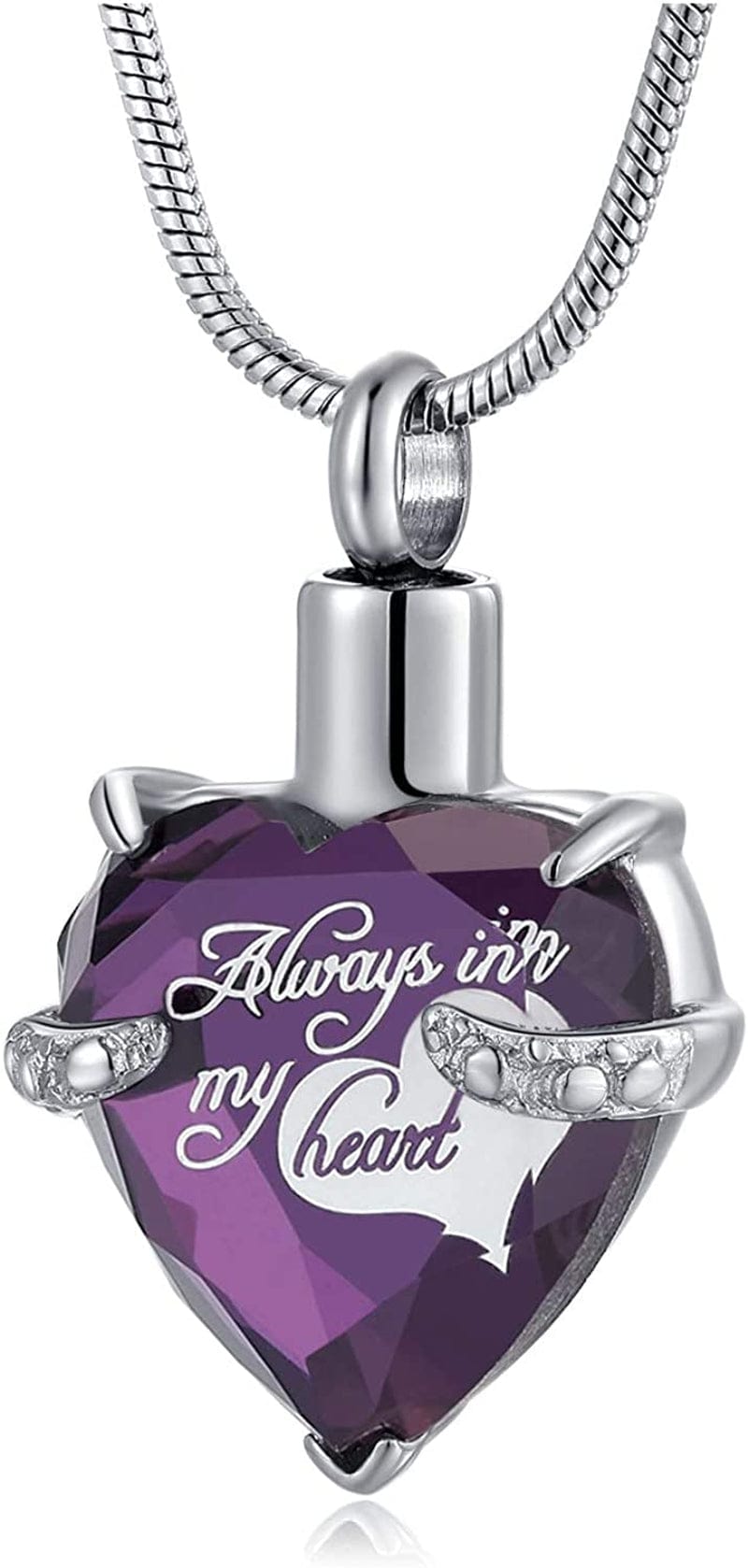 Heart Urn Necklace for Ashes Stainless Steel Cremation Jewelry for Ashes Keepsake Necklaces … Z-Purple Heart