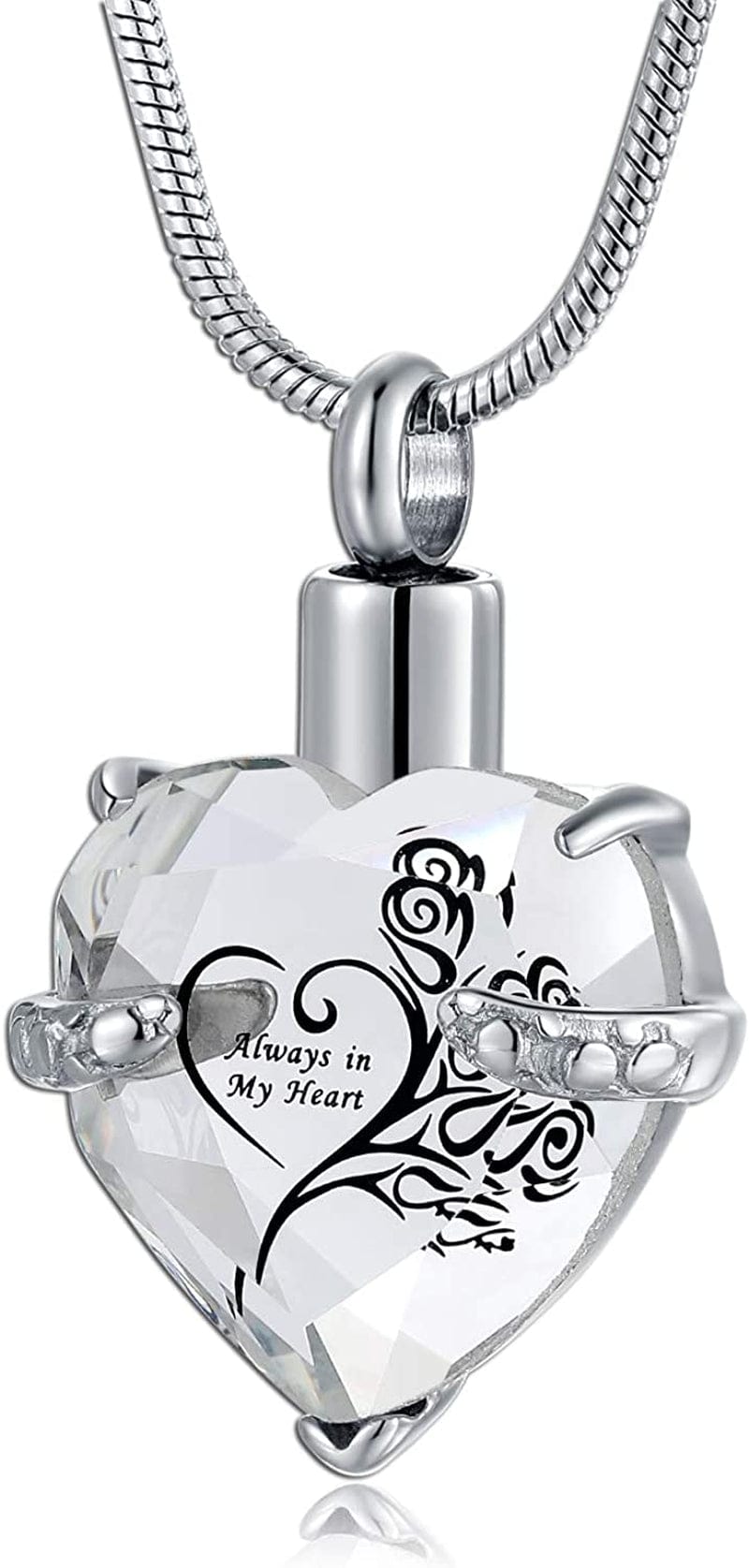 Heart Urn Necklace for Ashes Stainless Steel Cremation Jewelry for Ashes Keepsake Necklaces … Z-Clear -Always in my heart