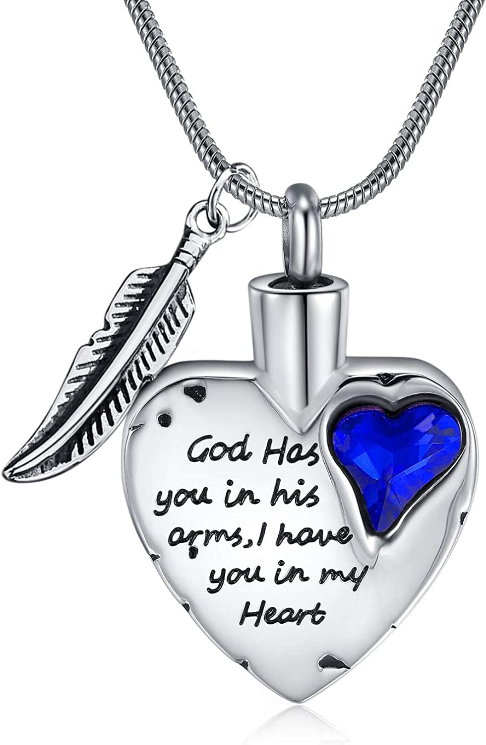 Heart Urn Necklace for Ashes Stainless Steel Cremation Jewelry for Ashes Keepsake Necklaces … Dark Blue