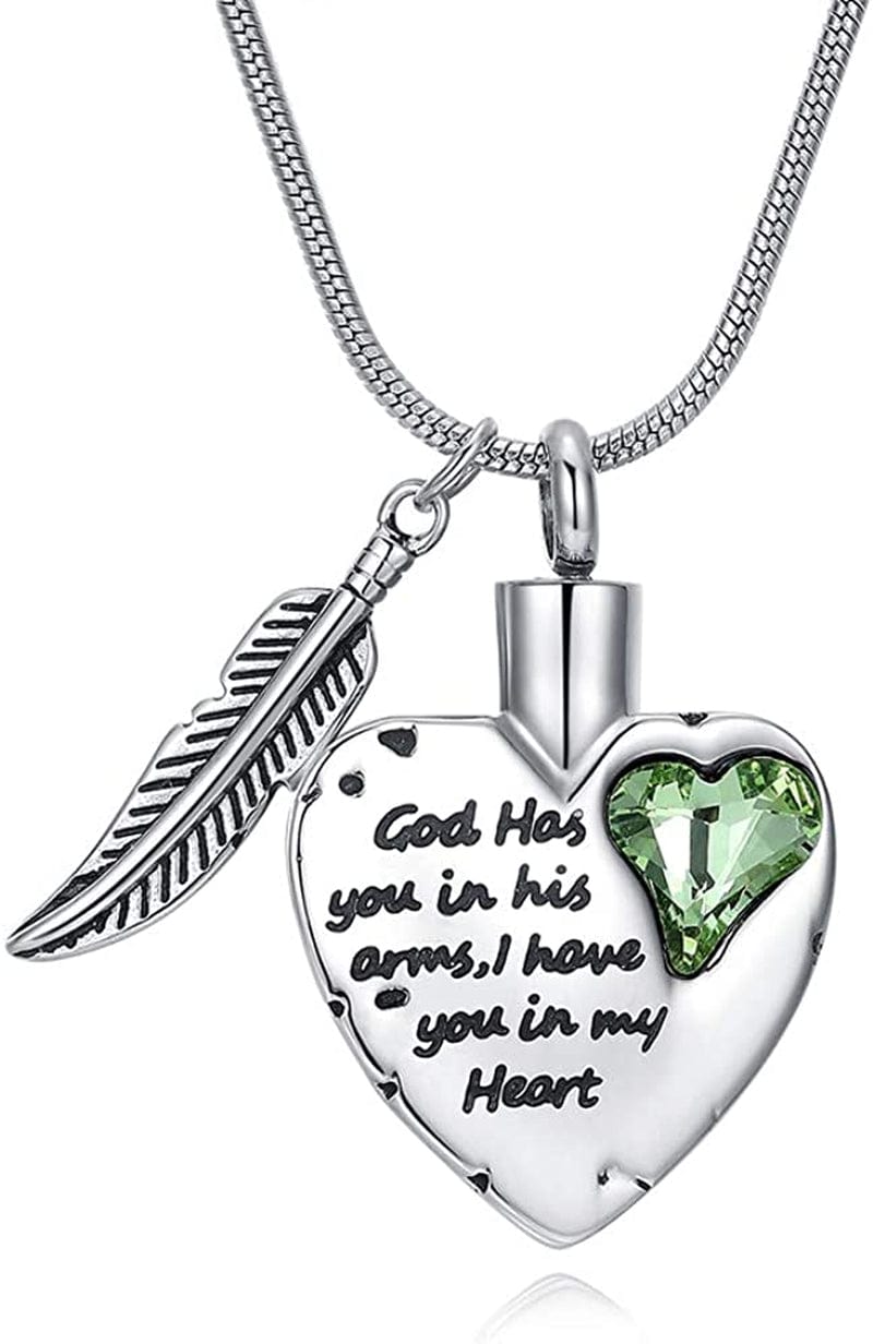 Heart Urn Necklace for Ashes Stainless Steel Cremation Jewelry for Ashes Keepsake Necklaces … G-Green2
