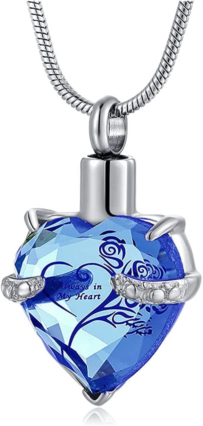 Heart Urn Necklace for Ashes Stainless Steel Cremation Jewelry for Ashes Keepsake Necklaces … Z-Blue