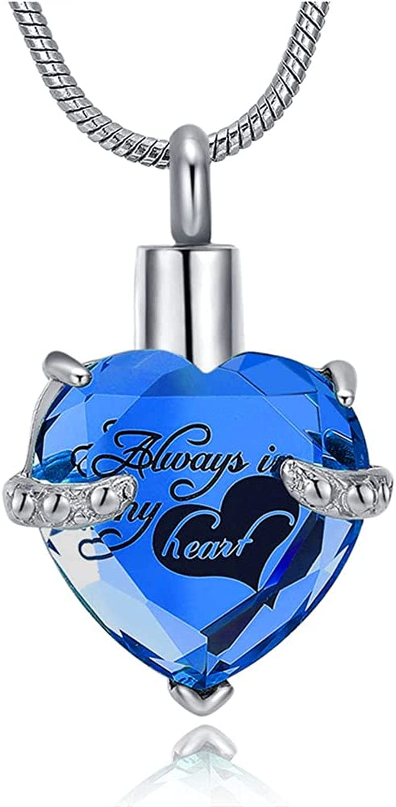 Heart Urn Necklace for Ashes Stainless Steel Cremation Jewelry for Ashes Keepsake Necklaces … Z-Blue AIMH