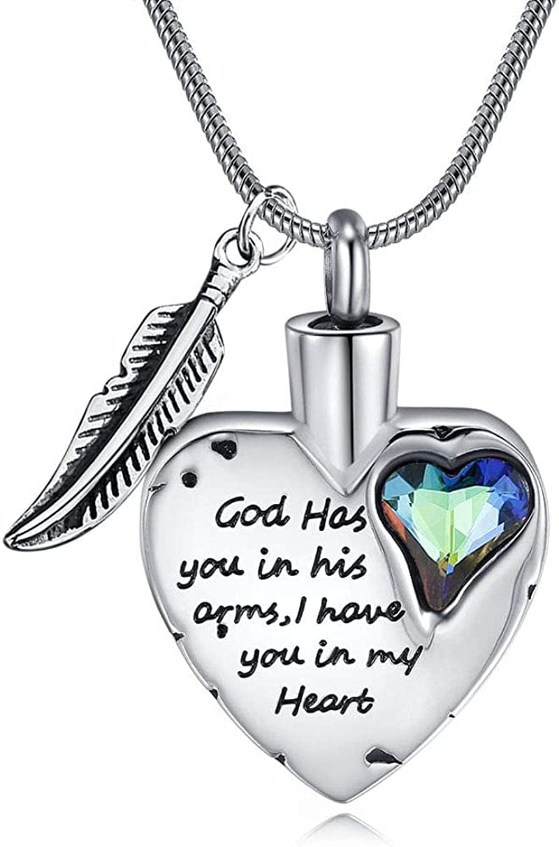 Heart Urn Necklace for Ashes Stainless Steel Cremation Jewelry for Ashes Keepsake Necklaces … Silver- Green 5