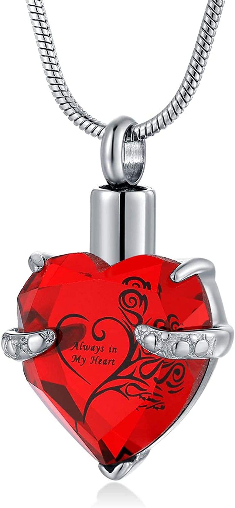 Heart Urn Necklace for Ashes Stainless Steel Cremation Jewelry for Ashes Keepsake Necklaces … Z-Red Always in my heart