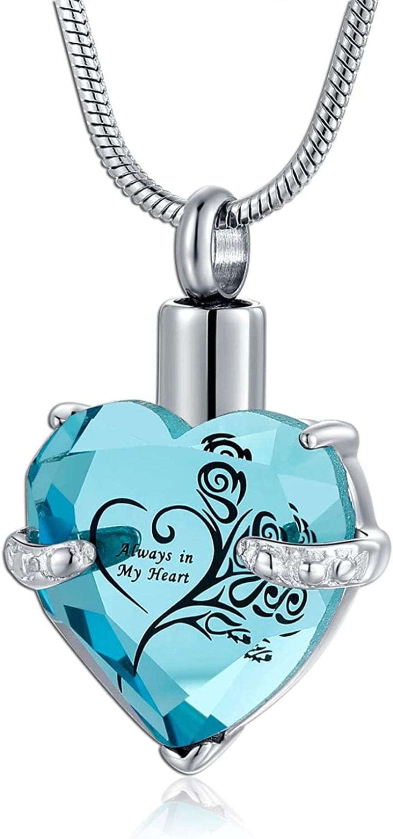 Heart Urn Necklace for Ashes Stainless Steel Cremation Jewelry for Ashes Keepsake Necklaces … Z-Light Blue