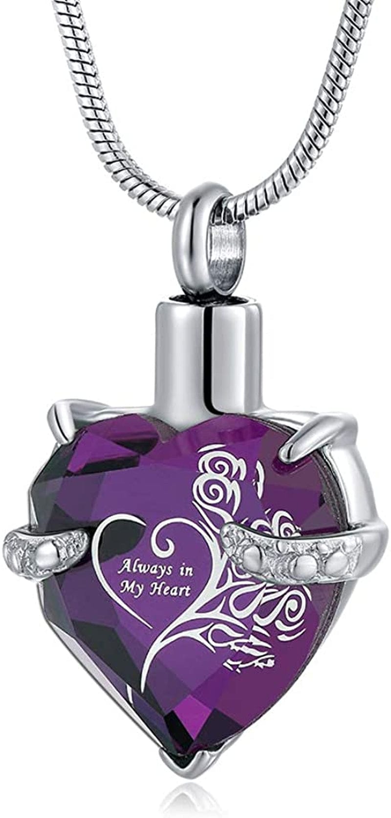 Heart Urn Necklace for Ashes Stainless Steel Cremation Jewelry for Ashes Keepsake Necklaces … Z-Purple Always in my heart