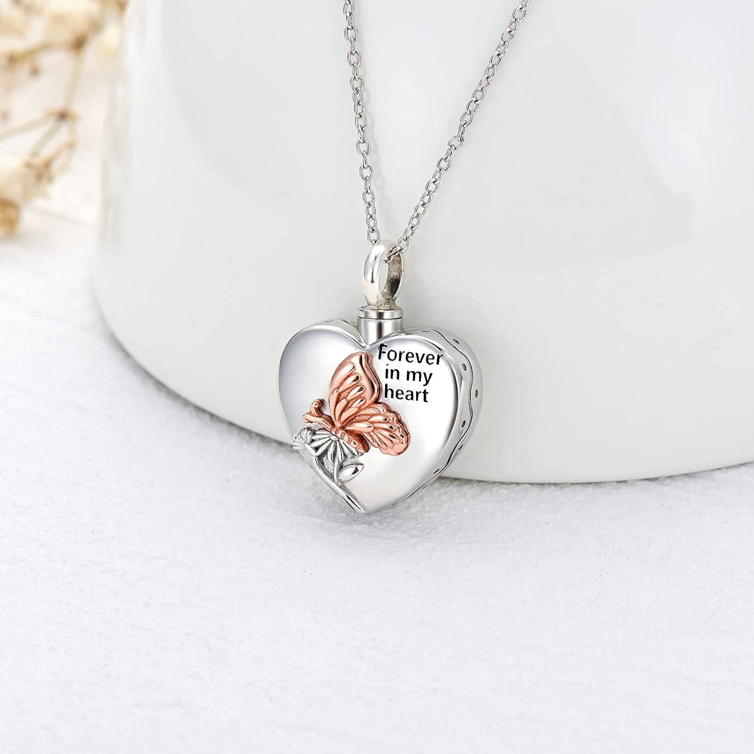 Heart Urn Necklaces for Ashes Sterling Silver Hummingbird Sunflower/Butterfly Daisy /Heart Elephant Urn Necklace Cremation Memory Jewelry for Women Men