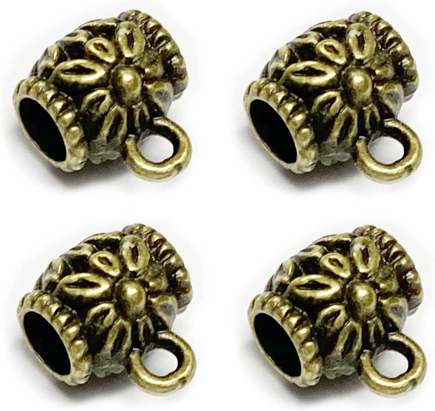 Heather'S Cf Spacer Bead Bail Beads Bead Hanger Fit Charm European Bracelet Pendant Silver Bail Tube Beads 78Pcs Brass drum bail