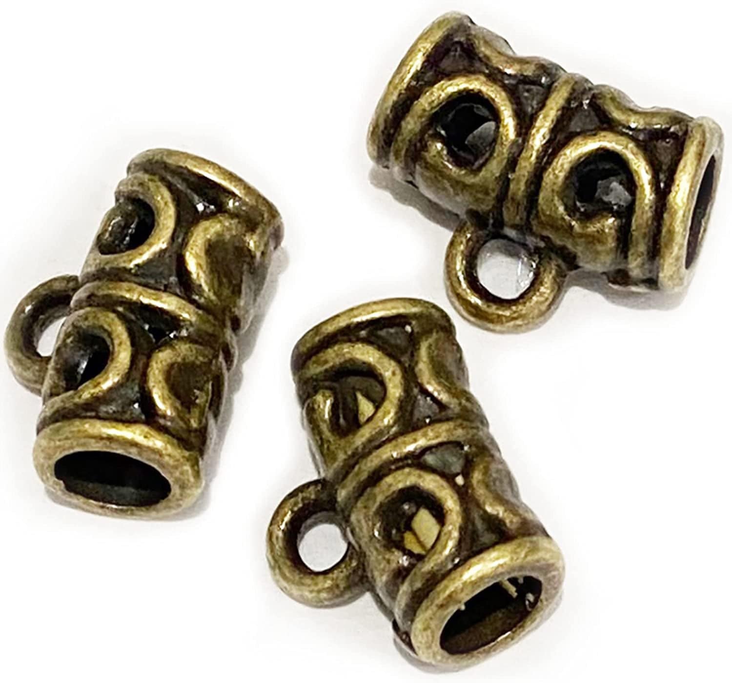 Heather'S Cf Spacer Bead Bail Beads Bead Hanger Fit Charm European Bracelet Pendant Silver Bail Tube Beads 78Pcs Brass tube bail