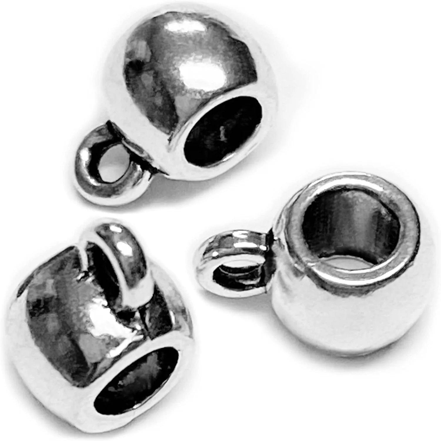 Heather'S Cf Spacer Bead Bail Beads Bead Hanger Fit Charm European Bracelet Pendant Silver Bail Tube Beads 78Pcs Antique silver-plated smooth bail