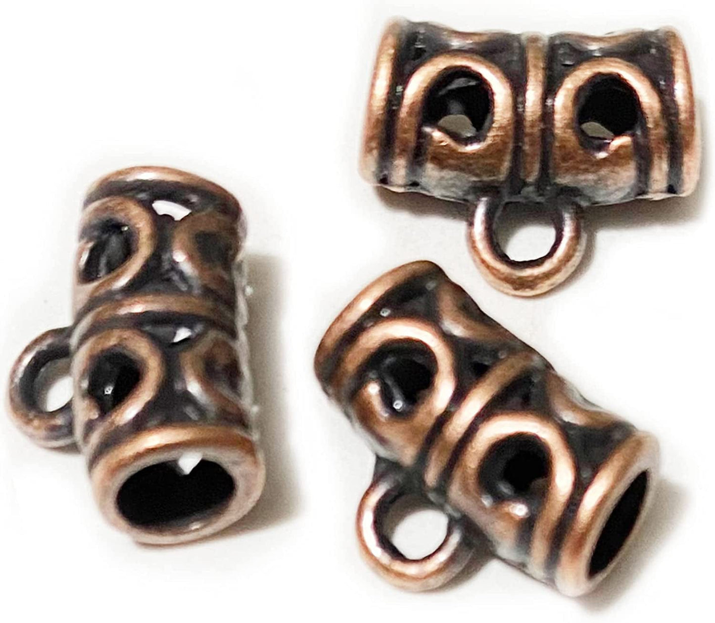 Heather'S Cf Spacer Bead Bail Beads Bead Hanger Fit Charm European Bracelet Pendant Silver Bail Tube Beads 78Pcs Antique copper-plated bail tube