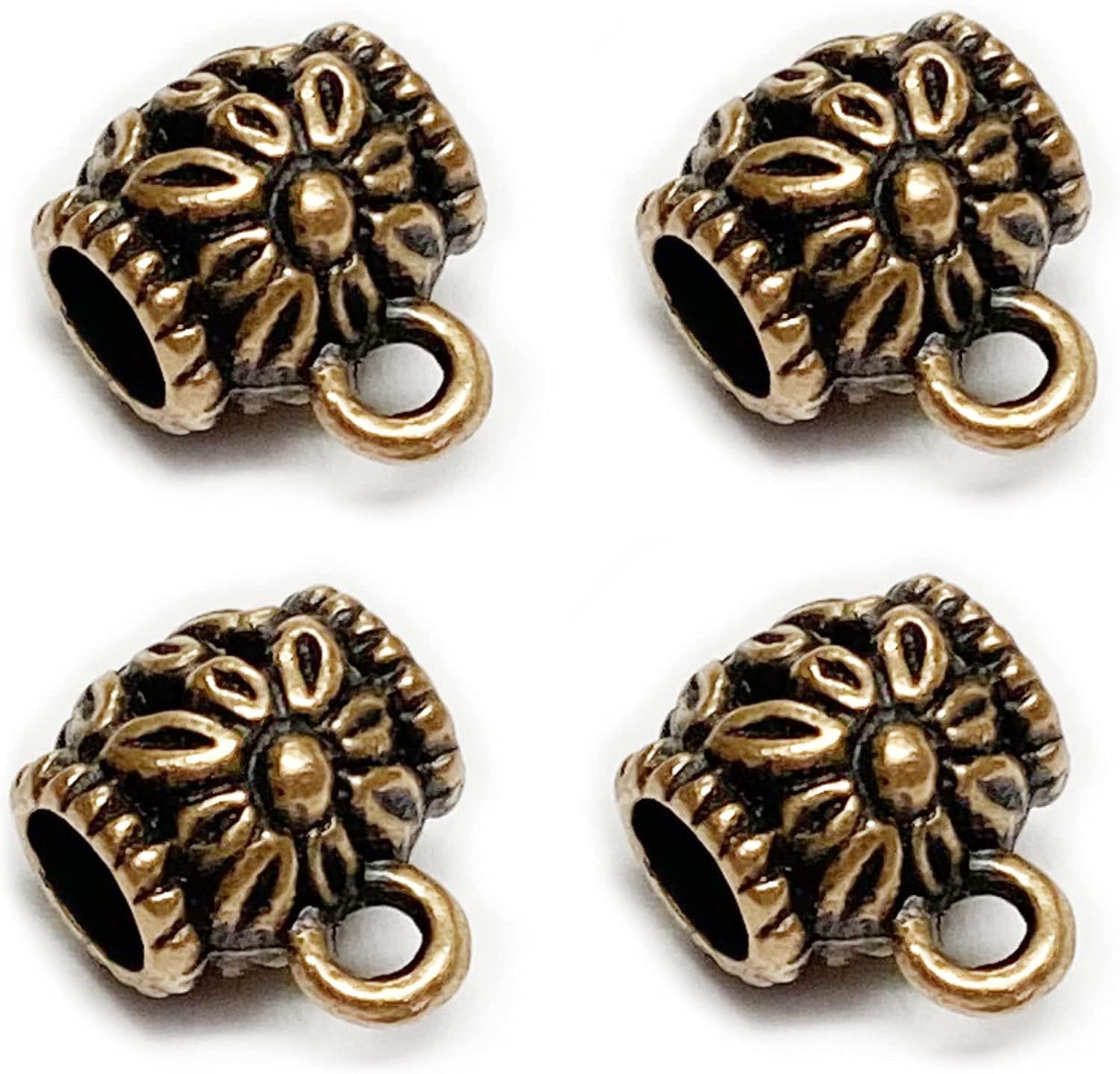 Heather'S Cf Spacer Bead Bail Beads Bead Hanger Fit Charm European Bracelet Pendant Silver Bail Tube Beads 78Pcs Antique copper-plated drum bail