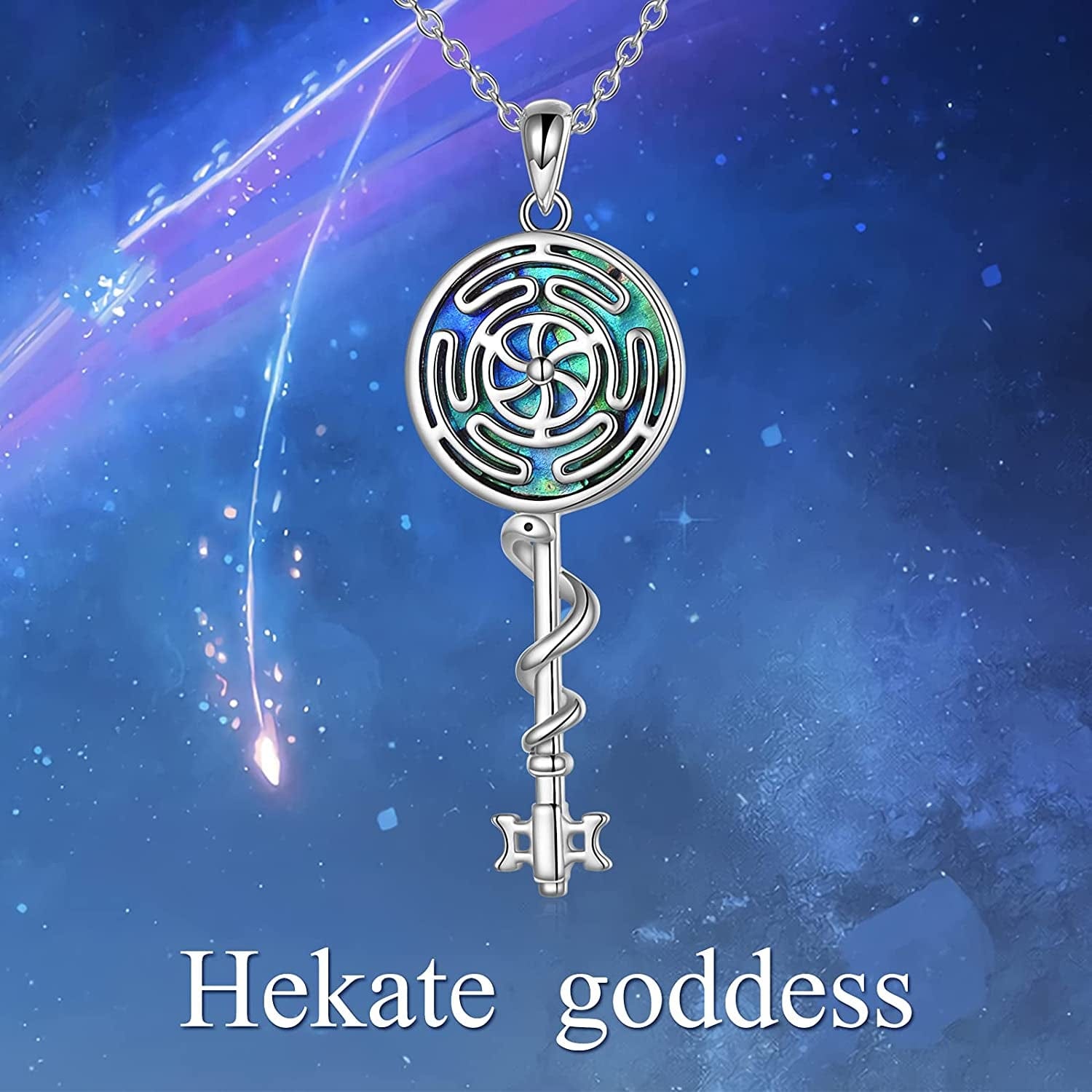 Hecate Necklace S925 Silver Wiccan Wheel of Hecate Goddess Symbol Pendant Necklace for Women Style C-Hecate Goddess