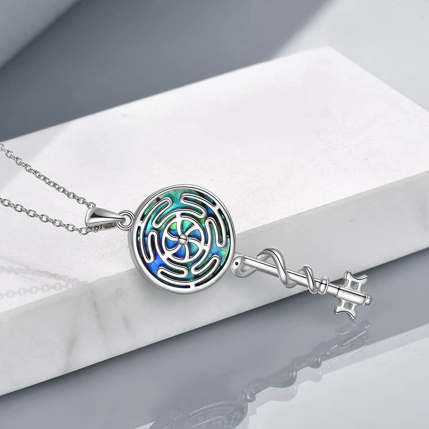 Hecate Necklace S925 Silver Wiccan Wheel of Hecate Goddess Symbol Pendant Necklace for Women Style C-Hecate Goddess
